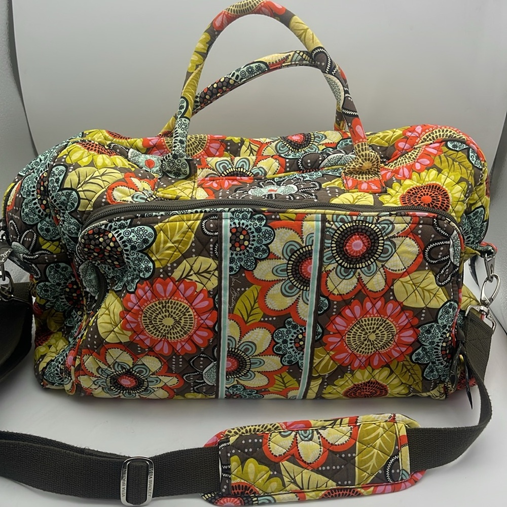 Quilted Floral Travel Weekender Bag - Yellow Multi